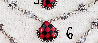 Red Checkered Slab Necklaces-Chain Necklaces-Krush Kandy, Women's Online Fashion Boutique Located in Phoenix, Arizona (Scottsdale Area)