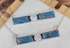 Midnight Teal Opal & Crystal Bar Necklace-Necklaces-Krush Kandy, Women's Online Fashion Boutique Located in Phoenix, Arizona (Scottsdale Area)