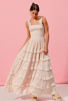 Smocked Ruffle Tier Maxi Dress with Open Back-Dresses-Krush Kandy, Women's Online Fashion Boutique Located in Phoenix, Arizona (Scottsdale Area)