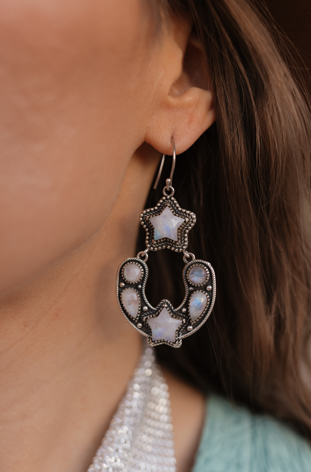 Starry Night Horseshoe Stone Earrings-Stud Earrings-Krush Kandy, Women's Online Fashion Boutique Located in Phoenix, Arizona (Scottsdale Area)