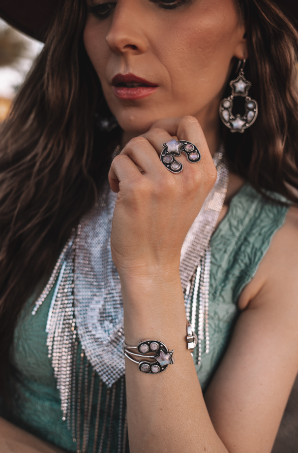 Starry Night Horseshoe Stone Earrings-Stud Earrings-Krush Kandy, Women's Online Fashion Boutique Located in Phoenix, Arizona (Scottsdale Area)