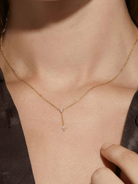 Dainty Lariat Crystal Necklace-Necklaces-Krush Kandy, Women's Online Fashion Boutique Located in Phoenix, Arizona (Scottsdale Area)