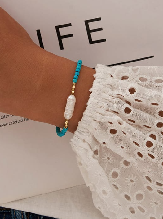 Freshwater Pearl Irregular Vintage Beaded Bracelet-Bracelets-Krush Kandy, Women's Online Fashion Boutique Located in Phoenix, Arizona (Scottsdale Area)