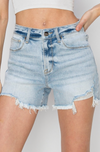 RISEN High Rise Distressed Denim Shorts-Shorts-Krush Kandy, Women's Online Fashion Boutique Located in Phoenix, Arizona (Scottsdale Area)