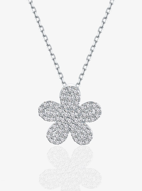 Cubic Zirconia Flower Dainty Necklace-Necklaces-Krush Kandy, Women's Online Fashion Boutique Located in Phoenix, Arizona (Scottsdale Area)