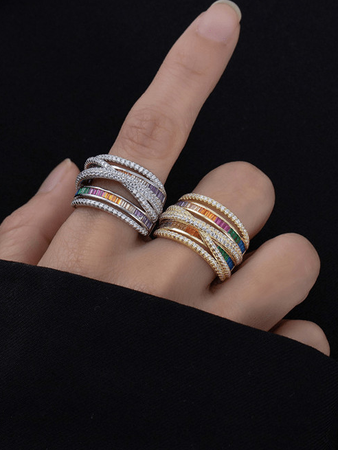 Cubic Zirconia Geometric Luxury Stackable Ring-Ring-Krush Kandy, Women's Online Fashion Boutique Located in Phoenix, Arizona (Scottsdale Area)