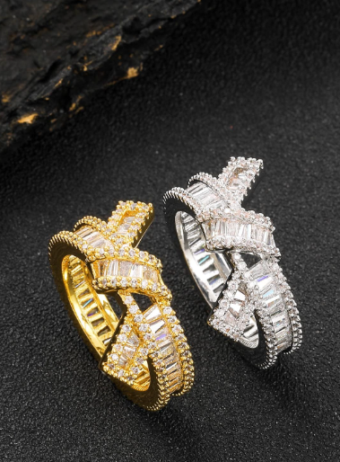 Shimmering Cubic Zirconia Bowknot Ring-Rings-Krush Kandy, Women's Online Fashion Boutique Located in Phoenix, Arizona (Scottsdale Area)