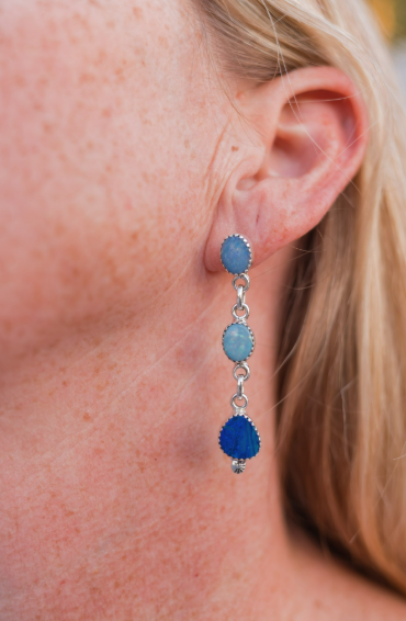 Double Opal Cluster Earrings-Earrings-Krush Kandy, Women's Online Fashion Boutique Located in Phoenix, Arizona (Scottsdale Area)