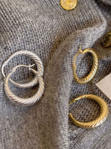 Vintage Corrugated Hoop Earrings-Earrings-Krush Kandy, Women's Online Fashion Boutique Located in Phoenix, Arizona (Scottsdale Area)