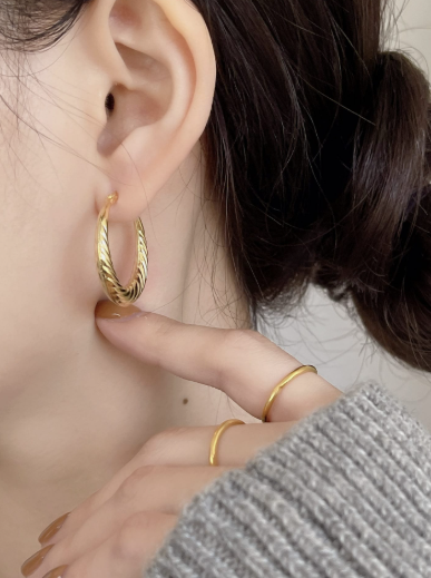Vintage Corrugated Hoop Earrings-Earrings-Krush Kandy, Women's Online Fashion Boutique Located in Phoenix, Arizona (Scottsdale Area)