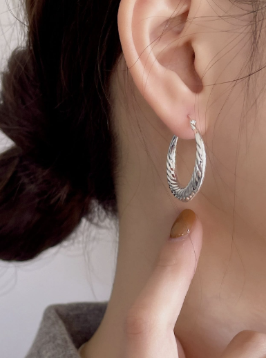 Vintage Corrugated Hoop Earrings-Earrings-Krush Kandy, Women's Online Fashion Boutique Located in Phoenix, Arizona (Scottsdale Area)