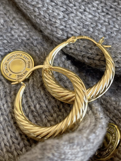 Vintage Corrugated Hoop Earrings-Earrings-Krush Kandy, Women's Online Fashion Boutique Located in Phoenix, Arizona (Scottsdale Area)