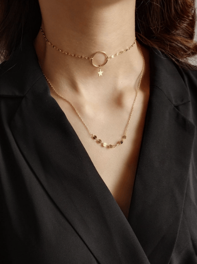 Stars Round Choker Necklace-Necklaces-Krush Kandy, Women's Online Fashion Boutique Located in Phoenix, Arizona (Scottsdale Area)