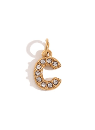 Rhinestone Letter Charm-Necklaces-Krush Kandy, Women's Online Fashion Boutique Located in Phoenix, Arizona (Scottsdale Area)