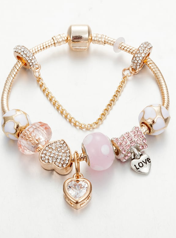 Crystal Stone Heart Lux Charm Bracelet-Jewelry-Krush Kandy, Women's Online Fashion Boutique Located in Phoenix, Arizona (Scottsdale Area)