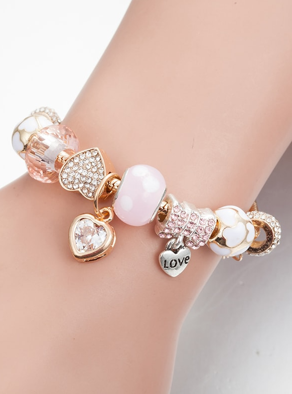 Crystal Stone Heart Lux Charm Bracelet-Jewelry-Krush Kandy, Women's Online Fashion Boutique Located in Phoenix, Arizona (Scottsdale Area)