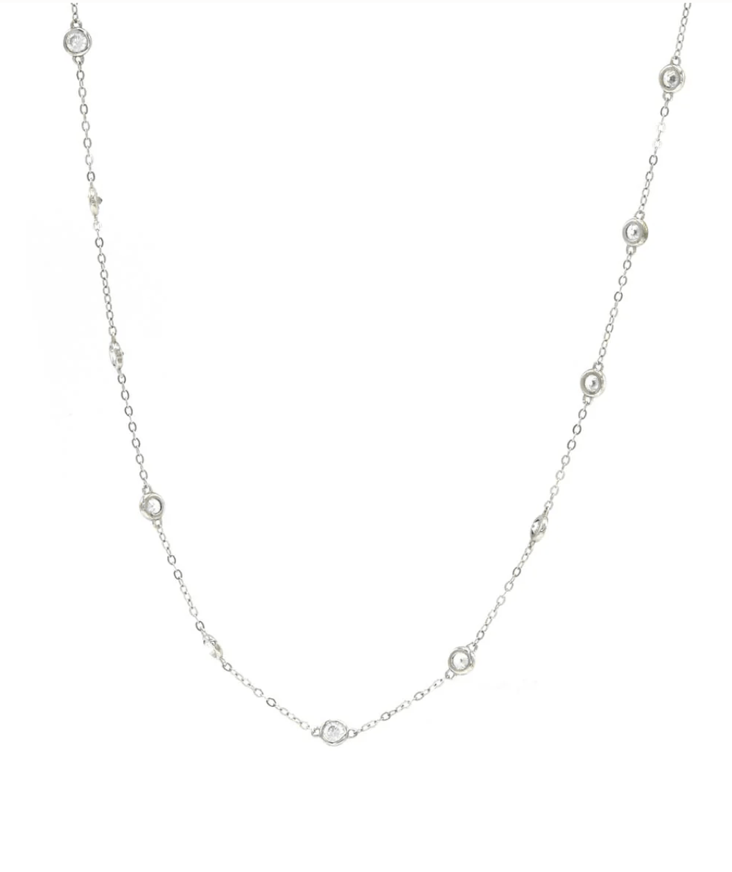 Circle CZ Chain Dainty Necklace Sterling Silver-Necklaces-Krush Kandy, Women's Online Fashion Boutique Located in Phoenix, Arizona (Scottsdale Area)