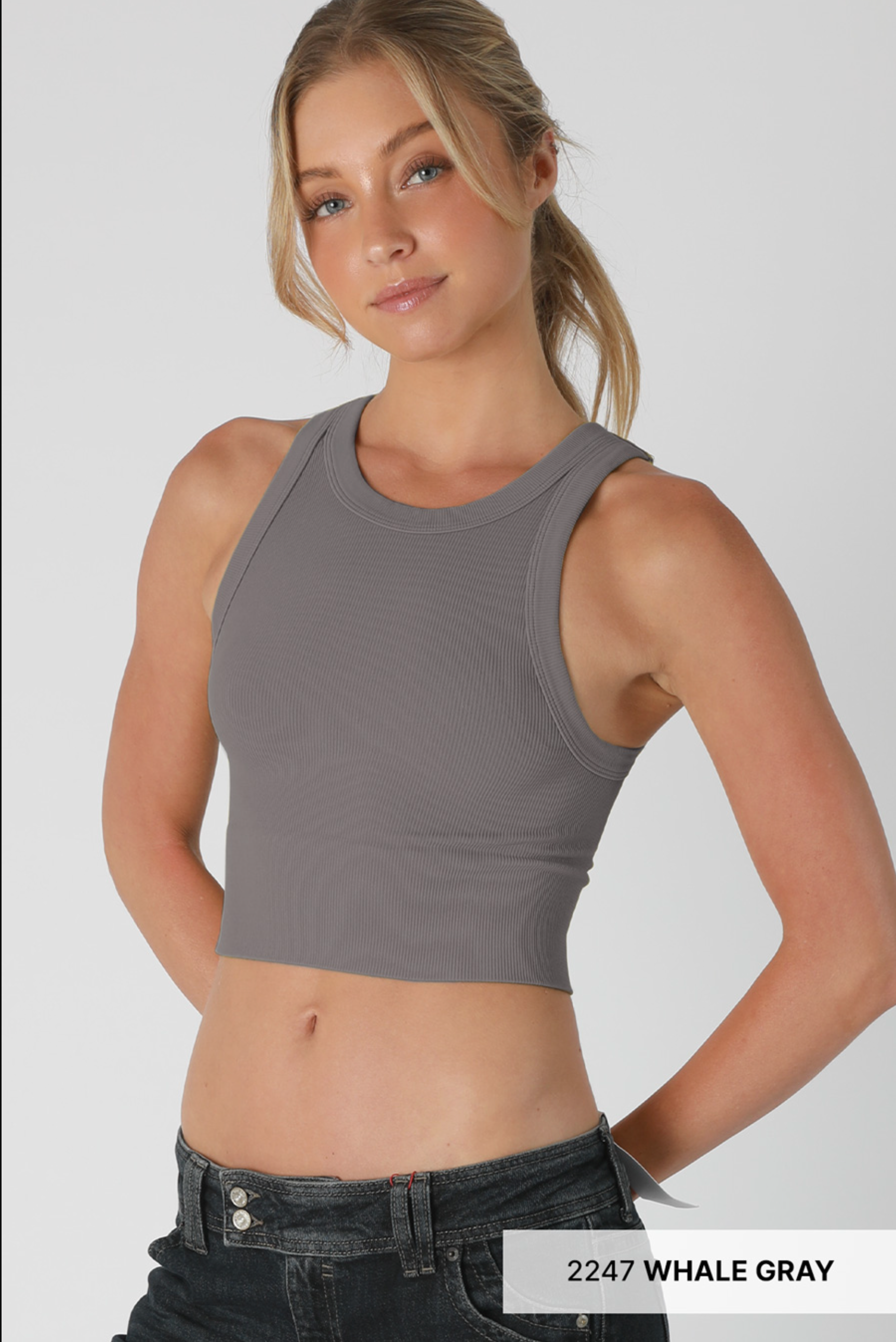 Niki Biki Ribbed High Neck Crop Top-Tanks-Krush Kandy, Women's Online Fashion Boutique Located in Phoenix, Arizona (Scottsdale Area)