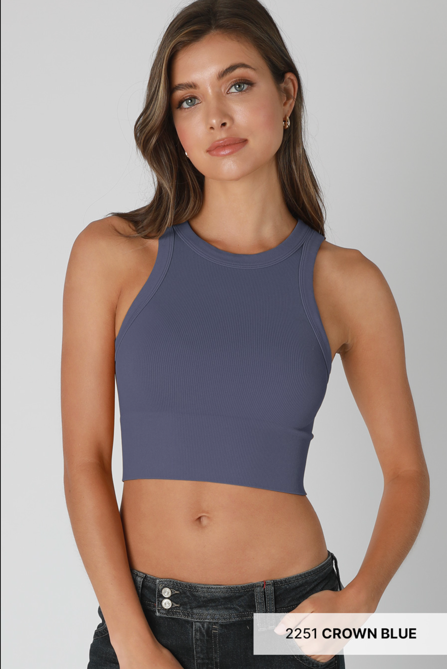 Niki Biki Ribbed High Neck Crop Top-Tanks-Krush Kandy, Women's Online Fashion Boutique Located in Phoenix, Arizona (Scottsdale Area)
