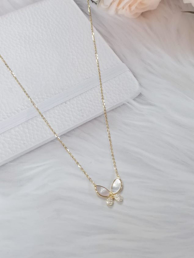 Sterling Silver Shell Butterfly Necklace-Necklaces-Krush Kandy, Women's Online Fashion Boutique Located in Phoenix, Arizona (Scottsdale Area)