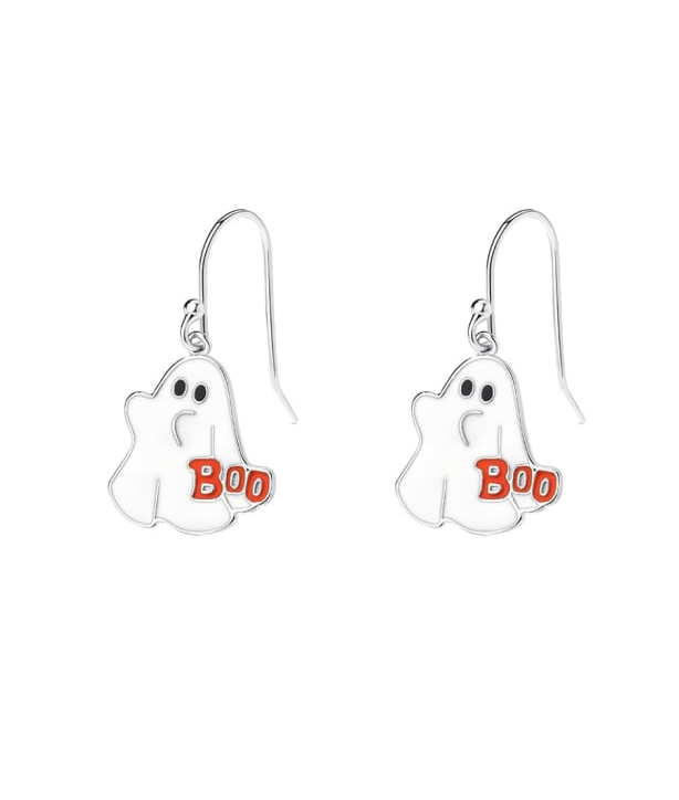 Serling Silver Enamel Halloween Ghost Earrings-Earrings-Krush Kandy, Women's Online Fashion Boutique Located in Phoenix, Arizona (Scottsdale Area)