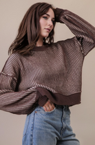 Two-Toned Striped Casual Sweater Top-Long Sleeve Tops-Krush Kandy, Women's Online Fashion Boutique Located in Phoenix, Arizona (Scottsdale Area)