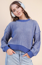 Two-Toned Striped Casual Sweater Top-Long Sleeve Tops-Krush Kandy, Women's Online Fashion Boutique Located in Phoenix, Arizona (Scottsdale Area)