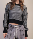 Two-Toned Striped Casual Sweater Top-Long Sleeve Tops-Krush Kandy, Women's Online Fashion Boutique Located in Phoenix, Arizona (Scottsdale Area)