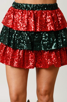 Color Block Sequin Tiered Skirt-Skirts-Krush Kandy, Women's Online Fashion Boutique Located in Phoenix, Arizona (Scottsdale Area)