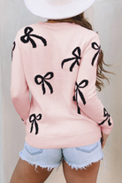 Bow Pattern Knitted Loose Fit Sweater-Sweater-Krush Kandy, Women's Online Fashion Boutique Located in Phoenix, Arizona (Scottsdale Area)