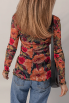 S heer Floral Print Lettuce Trim Long Sleeve Mesh Top-Tops-Krush Kandy, Women's Online Fashion Boutique Located in Phoenix, Arizona (Scottsdale Area)