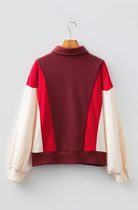 Color Block Patchwork Snap Button Oversize Hoodie-Hoodies-Krush Kandy, Women's Online Fashion Boutique Located in Phoenix, Arizona (Scottsdale Area)