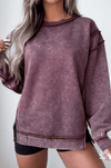 Mineral Wash Exposed Seam Side Slit Sweatshirt-Sweatshirt-Krush Kandy, Women's Online Fashion Boutique Located in Phoenix, Arizona (Scottsdale Area)
