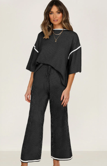 LUXE Contrast Trim 2pc Set-2 Piece Outfit Sets-Krush Kandy, Women's Online Fashion Boutique Located in Phoenix, Arizona (Scottsdale Area)