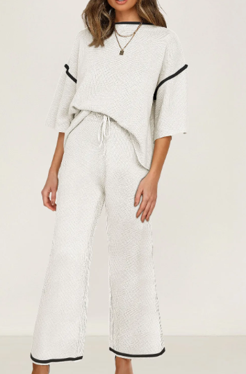 LUXE Contrast Trim 2pc Set-2 Piece Outfit Sets-Krush Kandy, Women's Online Fashion Boutique Located in Phoenix, Arizona (Scottsdale Area)