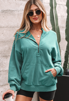 Half Zip Kangaroo Pocket Mineral Wash Baggy Hoodie-Hoodies-Krush Kandy, Women's Online Fashion Boutique Located in Phoenix, Arizona (Scottsdale Area)