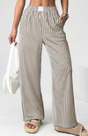 The Stripe Edit Elastic High Waist Pocketed Loose Pants