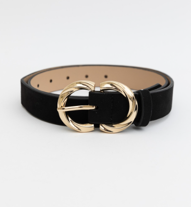Double C Buckle Suede Belt