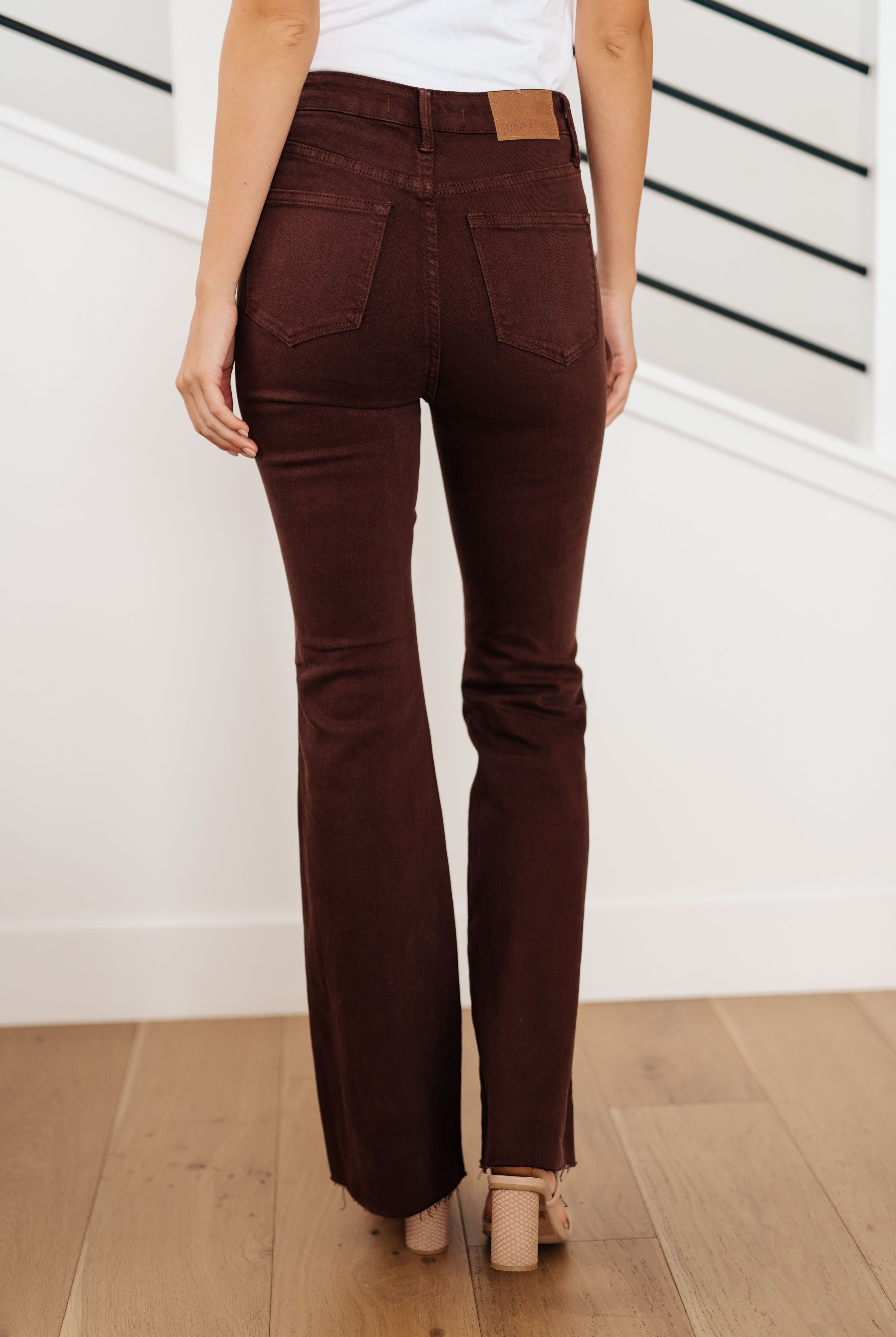 Sienna High Rise Control Top Flare Jeans in Espresso-Jeans-Krush Kandy, Women's Online Fashion Boutique Located in Phoenix, Arizona (Scottsdale Area)