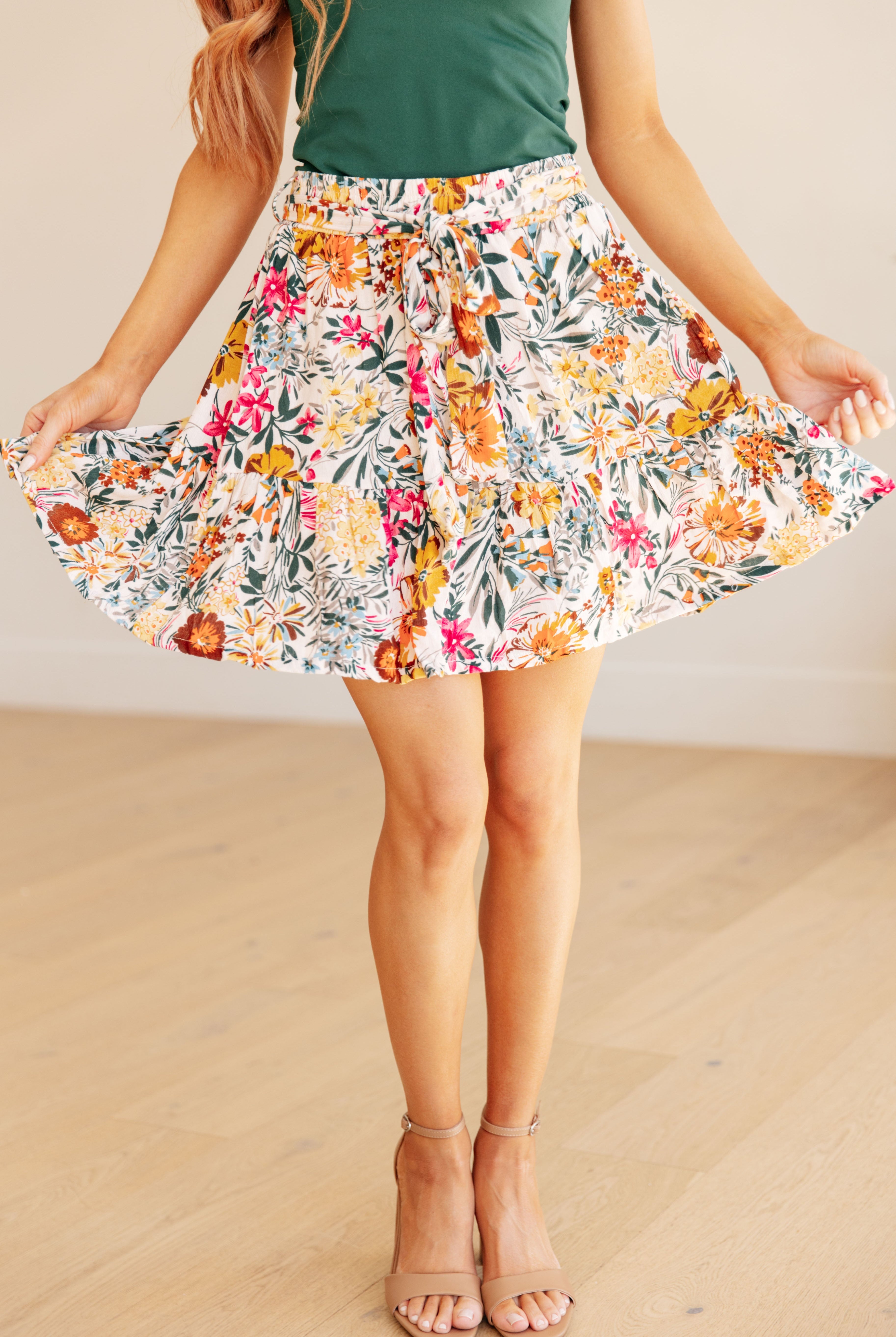 Spring Fields Floral Skirt-Skirts-Krush Kandy, Women's Online Fashion Boutique Located in Phoenix, Arizona (Scottsdale Area)