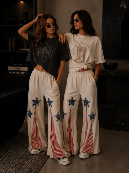 Star Spangled Flare Pants | Americana Wide Leg Pants | Krush Kandy