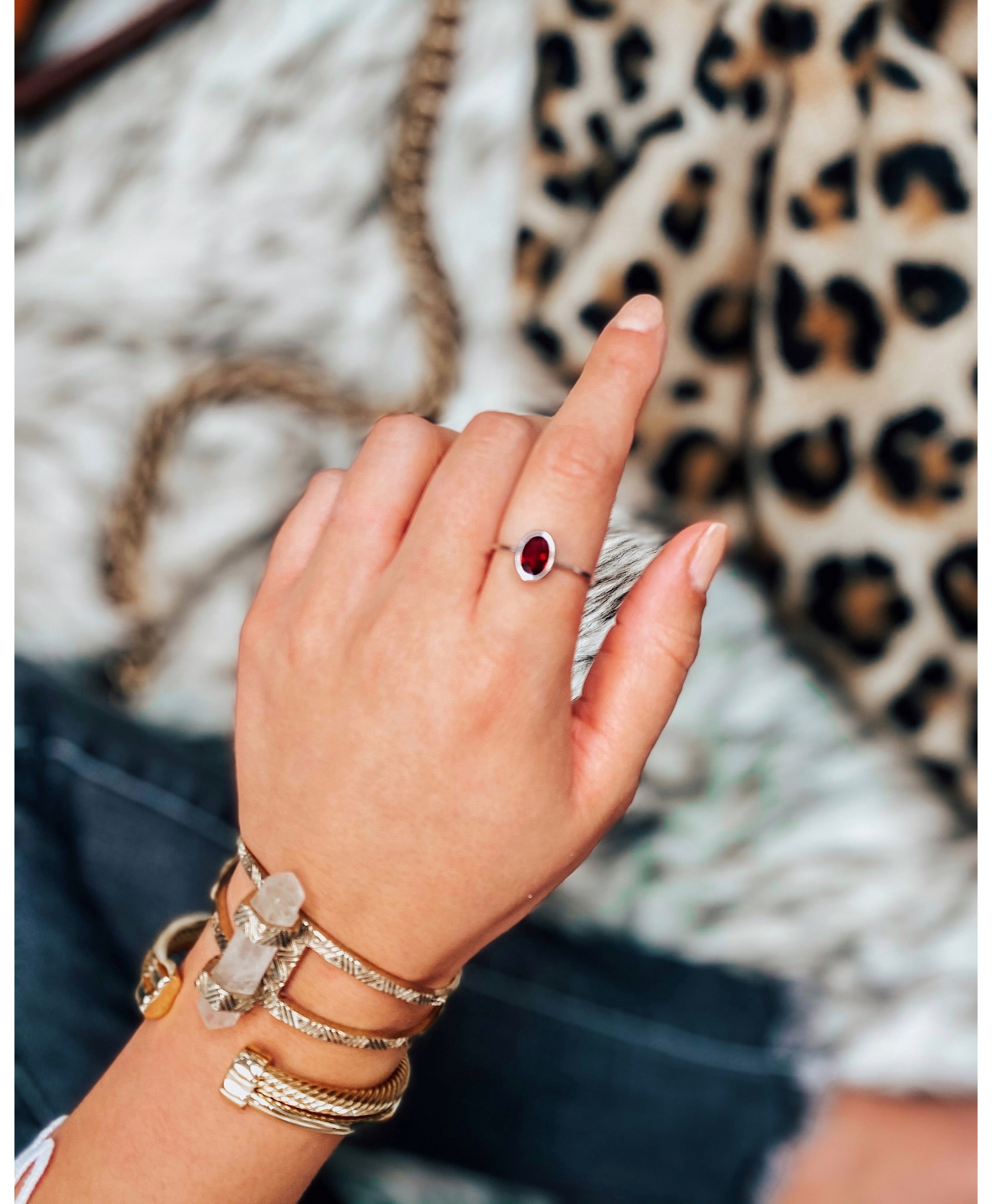 (4 Shapes) Garnet Dainty Sterling Silver Ring-Dainty Rings-Krush Kandy, Women's Online Fashion Boutique Located in Phoenix, Arizona (Scottsdale Area)