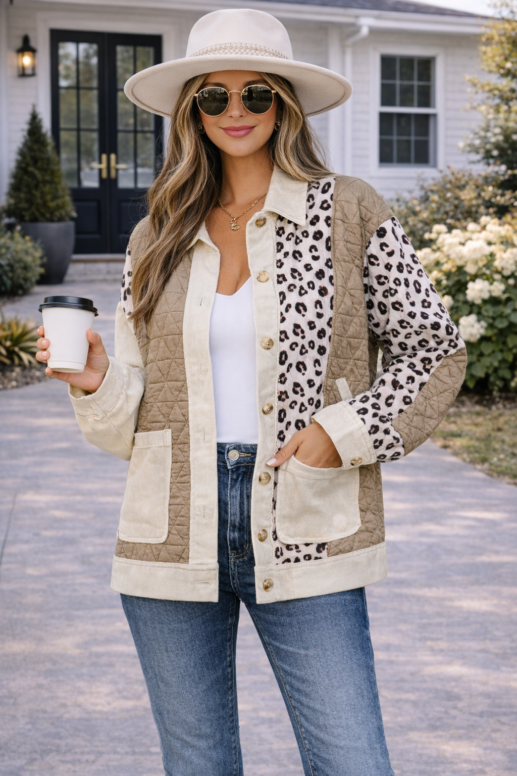 Leopard Colorblock Quilted Patchwork Jacket – Casual Women's Leopard Colorblock Quilted Patchwork Jacket – Casual Women's