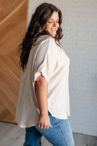 Sweet Simplicity Button Down Blouse in Oatmeal-Short Sleeve Tops-Krush Kandy, Women's Online Fashion Boutique Located in Phoenix, Arizona (Scottsdale Area)