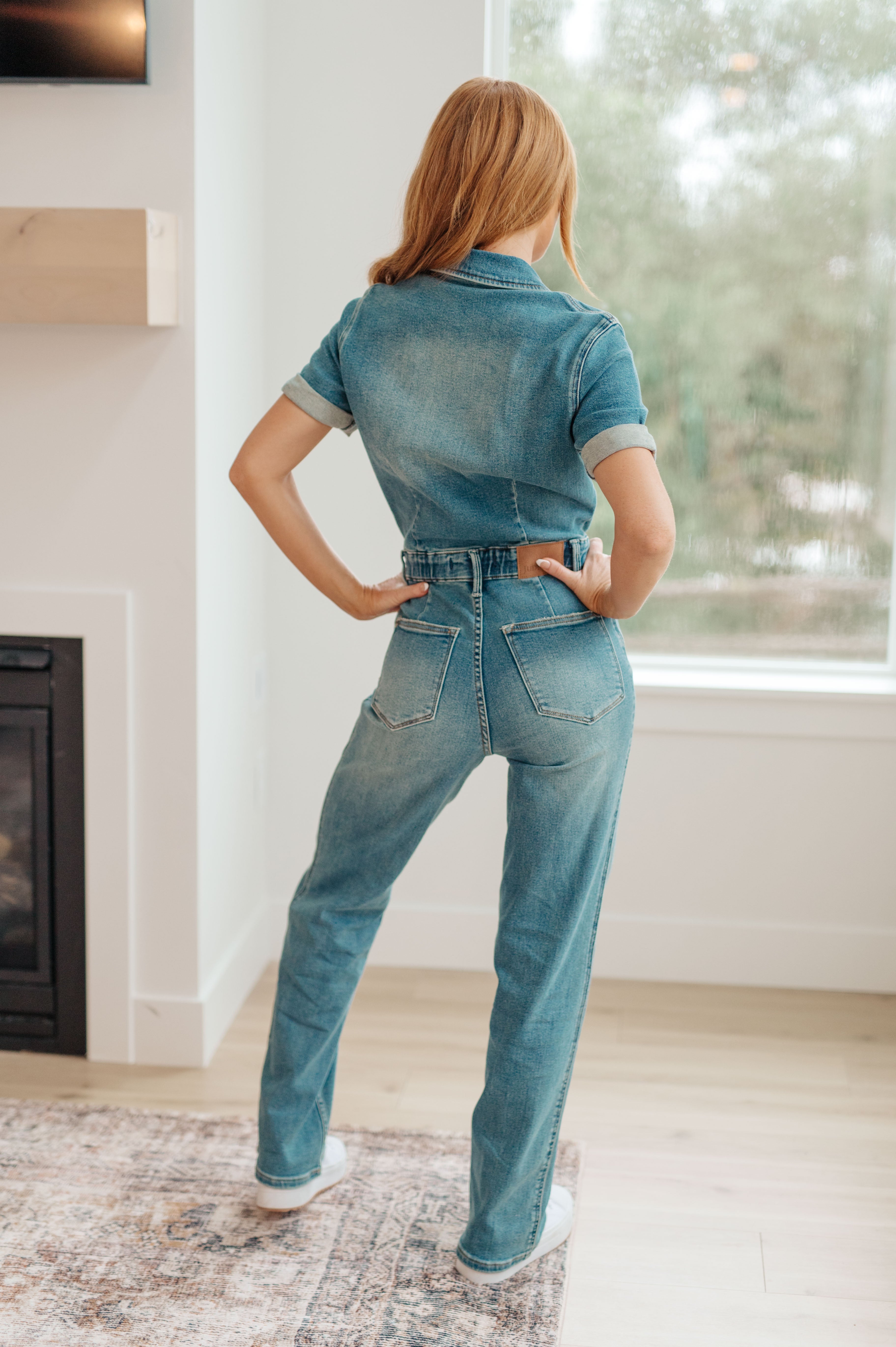 JUDY BLUE Sylvia Short Sleeve Denim Jumpsuit-Overalls-Krush Kandy, Women's Online Fashion Boutique Located in Phoenix, Arizona (Scottsdale Area)