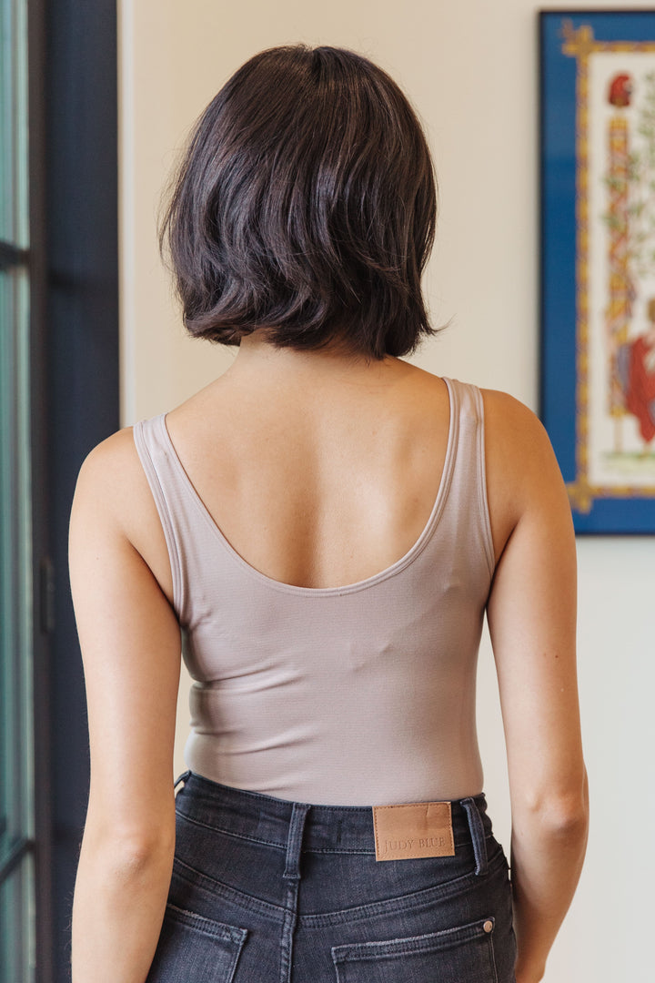 The Basics Bodysuit In Light Mocha | PLUS/OS-Bodysuits-Krush Kandy, Women's Online Fashion Boutique Located in Phoenix, Arizona (Scottsdale Area)