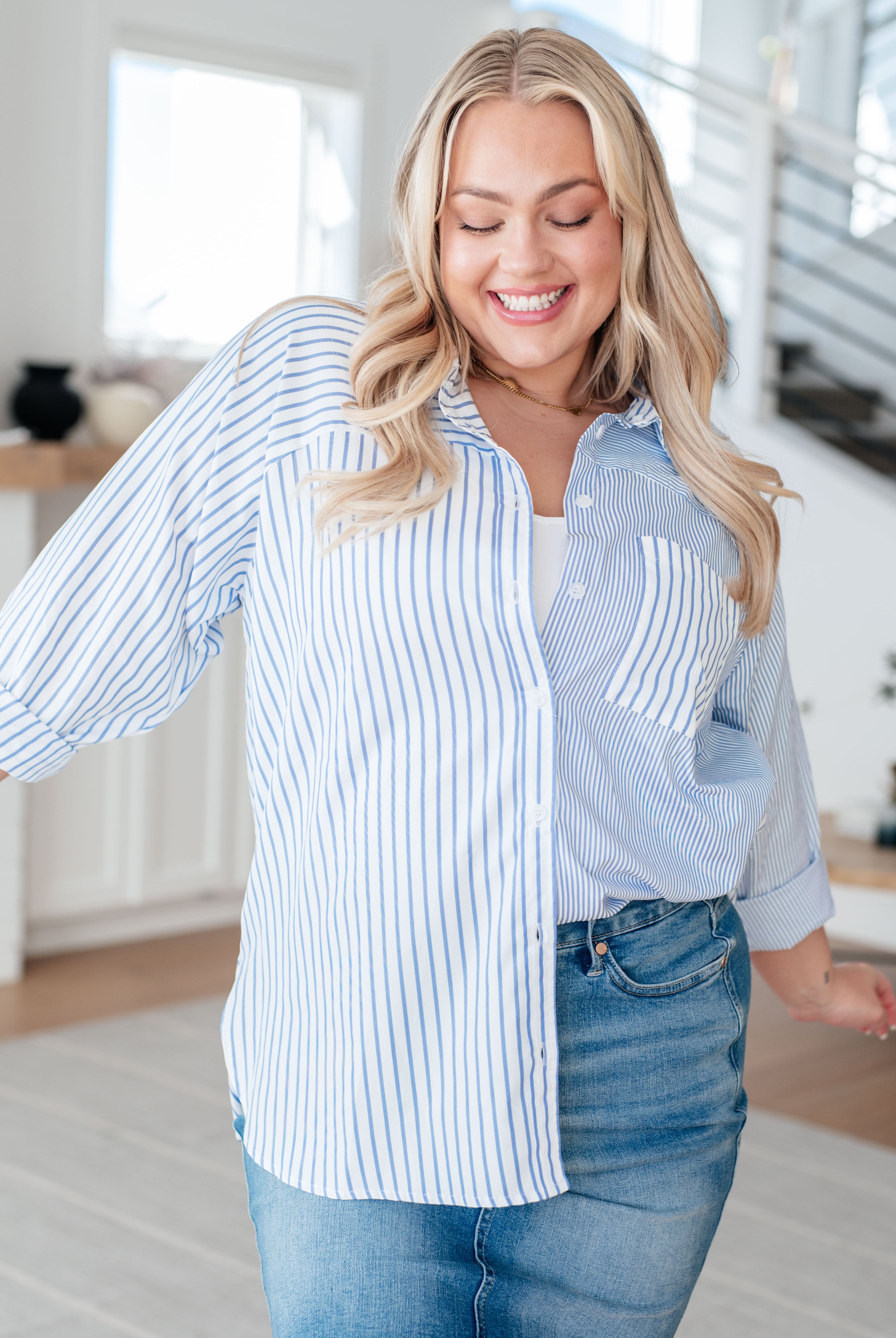 This or That Striped Button Down-Long Sleeve Tops-Krush Kandy, Women's Online Fashion Boutique Located in Phoenix, Arizona (Scottsdale Area)