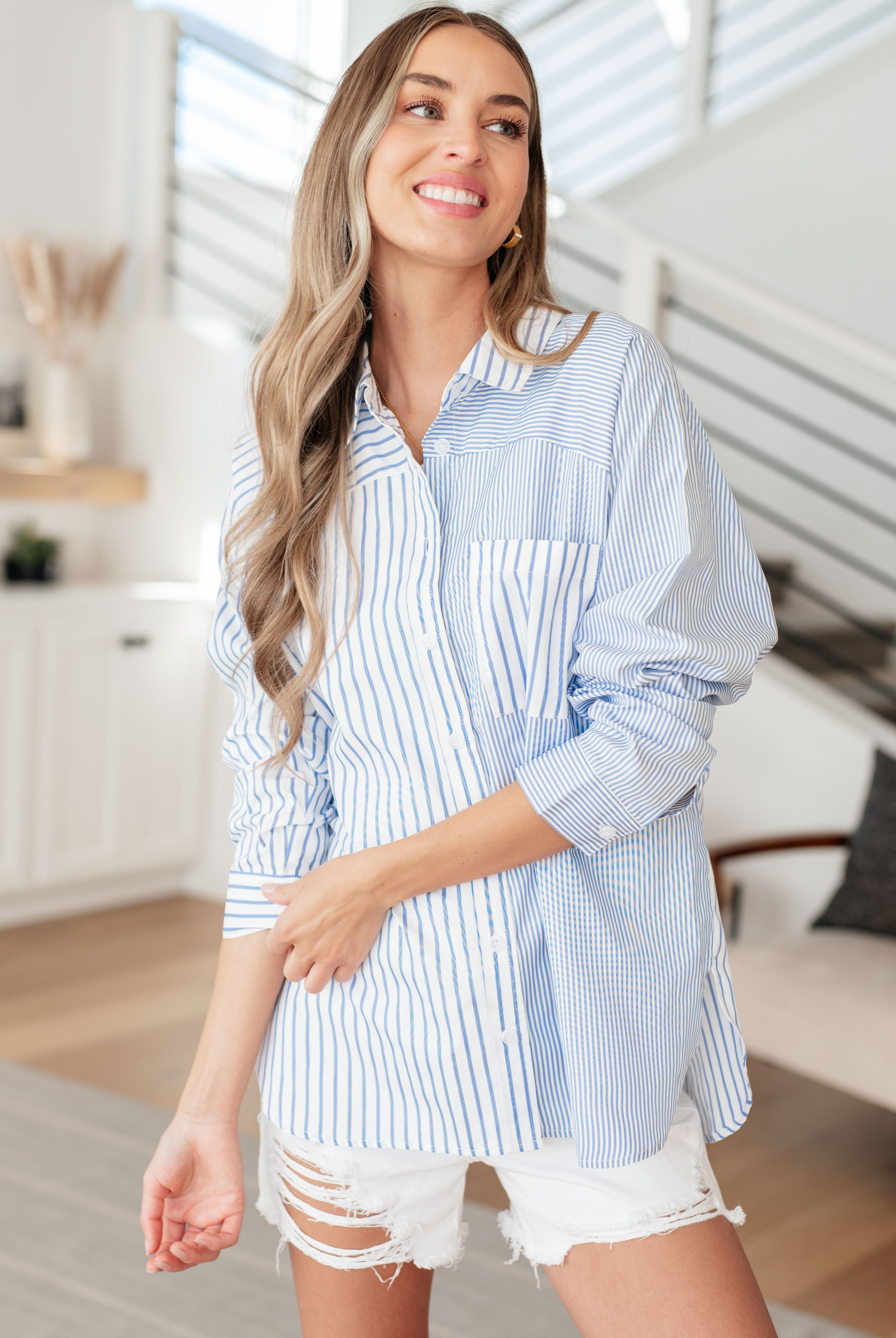 This or That Striped Button Down-Long Sleeve Tops-Krush Kandy, Women's Online Fashion Boutique Located in Phoenix, Arizona (Scottsdale Area)