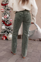 RISEN Tummy Control Mid Rise Straight Leg Corduroy Pants-Jeans-Krush Kandy, Women's Online Fashion Boutique Located in Phoenix, Arizona (Scottsdale Area)