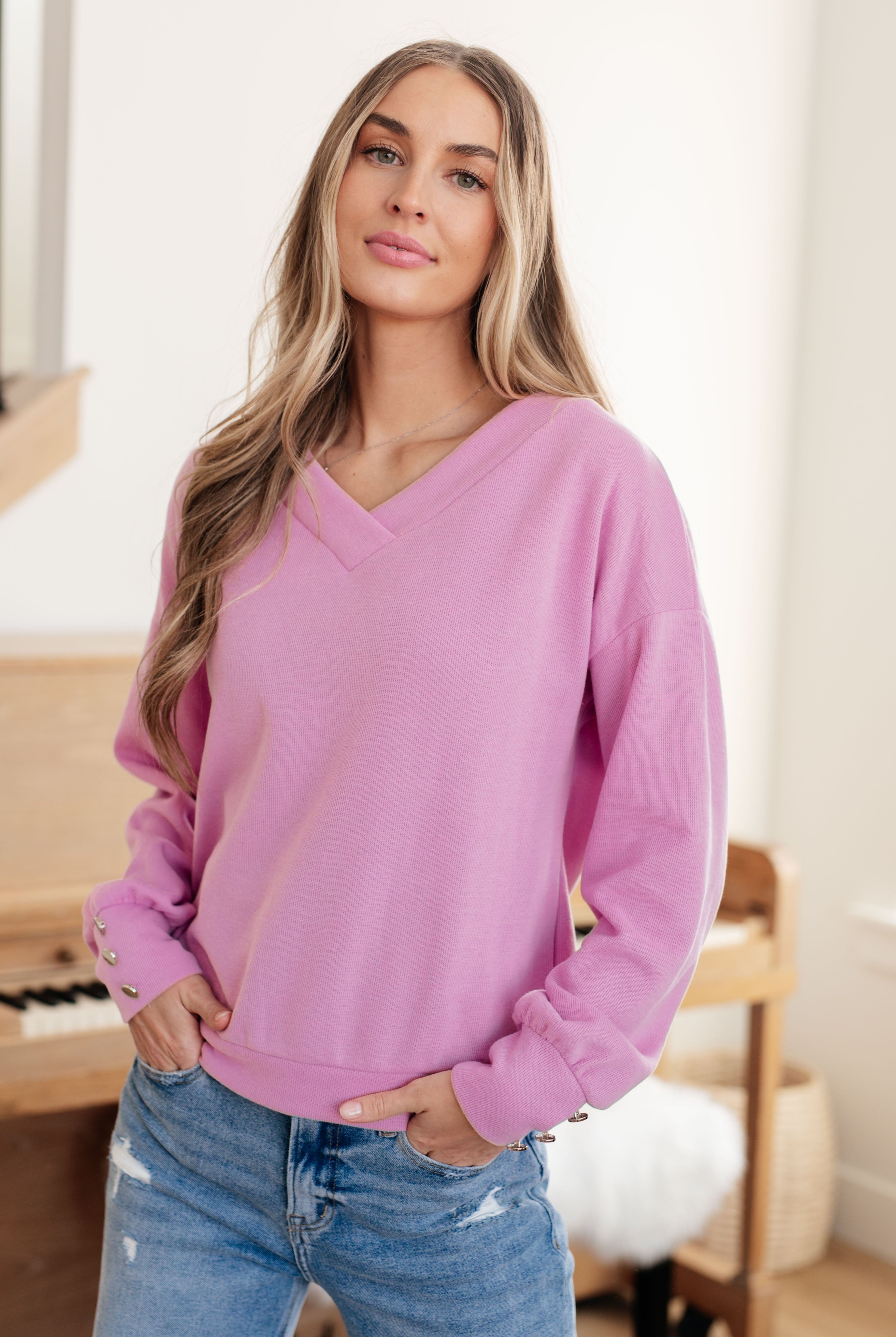 Totally Verified Long Sleeve V-Neck Top-Womens-Krush Kandy, Women's Online Fashion Boutique Located in Phoenix, Arizona (Scottsdale Area)